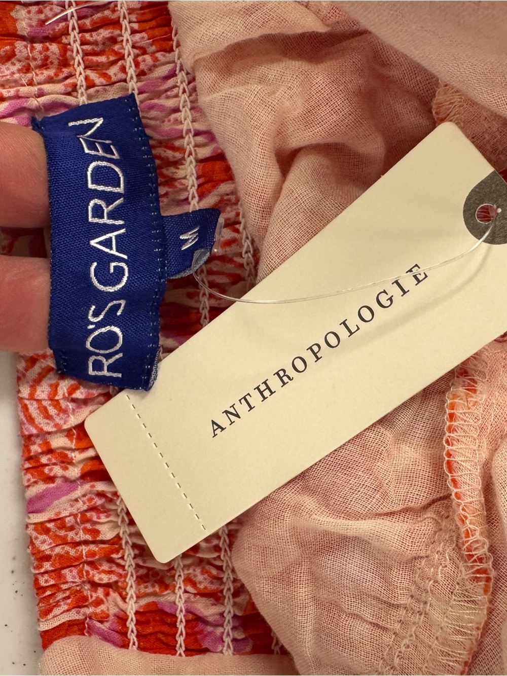 Ro's Garden Anthropologie Denise Halter Maxi Dress Pom Pom Pink Orange Floral M - Picture 11 of 15